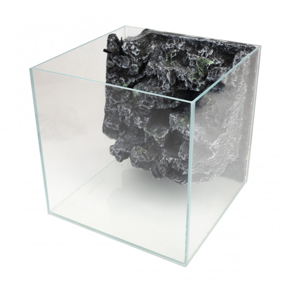 Optiwhite akvárium s pozadím a filtrem 25x25x25cm šedá